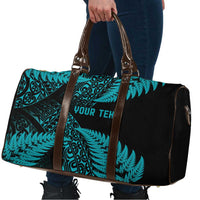 New Zealand Rugby Pacific Personalised Travel Bag All Turquoise Maori Pasifika Fern Pattern - Polynesian Pride