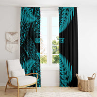 New Zealand Rugby Pacific Personalised Window Curtain All Turquoise Maori Pasifika Fern Pattern