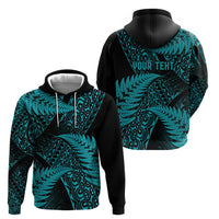 New Zealand Rugby Pacific Personalised Zip Hoodie All Turquoise Maori Pasifika Fern Pattern