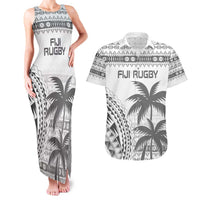 Custom Fiji Rugby Couples Matching Tank Maxi Dress and Hawaiian Shirt Polynesian Fijian Masi Palm Tree