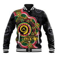 Vanuatu Personalised Baseball Jacket Aboriginal Dot Paitnting LT9 Unisex Black - Polynesian Pride