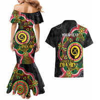 Vanuatu Personalised Couples Matching Mermaid Dress and Hawaiian Shirt Aboriginal Dot Paitnting LT9 - Polynesian Pride
