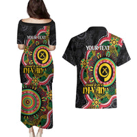 Vanuatu Personalised Couples Matching Puletasi and Hawaiian Shirt Aboriginal Dot Paitnting LT9 - Polynesian Pride