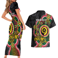 Vanuatu Personalised Couples Matching Short Sleeve Bodycon Dress and Hawaiian Shirt Aboriginal Dot Paitnting LT9 - Polynesian Pride