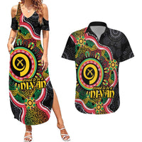 Vanuatu Personalised Couples Matching Summer Maxi Dress and Hawaiian Shirt Aboriginal Dot Paitnting LT9 Black - Polynesian Pride