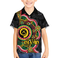 Vanuatu Personalised Family Matching Summer Maxi Dress and Hawaiian Shirt Aboriginal Dot Paitnting LT9 Son's Shirt Black - Polynesian Pride