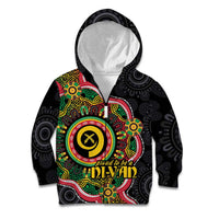 Vanuatu Personalised Kid Hoodie Aboriginal Dot Paitnting LT9 Zip Hoodie Black - Polynesian Pride
