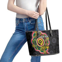 Vanuatu Personalised Leather Tote Bag Aboriginal Dot Paitnting - Polynesian Pride