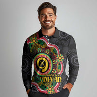 Vanuatu Personalised Long Sleeve Polo Shirt Aboriginal Dot Paitnting - Polynesian Pride