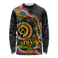 Vanuatu Personalised Long Sleeve Shirt Aboriginal Dot Paitnting LT9 Unisex Black - Polynesian Pride