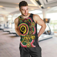 Vanuatu Personalised Men Tank Top Aboriginal Dot Paitnting LT9 Black - Polynesian Pride