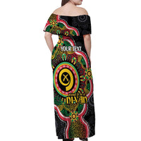 Vanuatu Personalised Off Shoulder Maxi Dress Aboriginal Dot Paitnting LT9 - Polynesian Pride