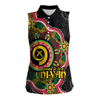 Vanuatu Personalised Women Sleeveless Polo Shirt Aboriginal Dot Paitnting - Polynesian Pride