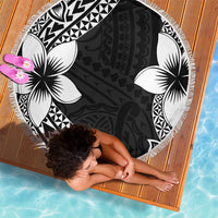 Lotu Tamaiti White Sunday Beach Blanket Pacific Plumeria Flowers - Black Version LT9 - Polynesian Pride