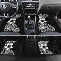 Lotu Tamaiti White Sunday Car Mats Pacific Plumeria Flowers - Black Version LT9 Set 4pcs Black - Polynesian Pride