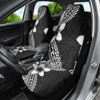 Lotu Tamaiti White Sunday Car Seat Cover Pacific Plumeria Flowers - Black Version