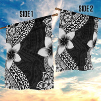 Lotu Tamaiti White Sunday Garden Flag Pacific Plumeria Flowers - Black Version LT9 - Polynesian Pride