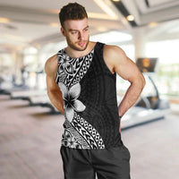 Lotu Tamaiti White Sunday Men Tank Top Pacific Plumeria Flowers - Black Version LT9 Black - Polynesian Pride
