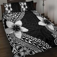 Lotu Tamaiti White Sunday Quilt Bed Set Pacific Plumeria Flowers - Black Version LT9 Black - Polynesian Pride