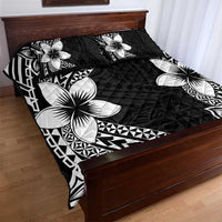 Lotu Tamaiti White Sunday Quilt Bed Set Pacific Plumeria Flowers - Black Version LT9 - Polynesian Pride