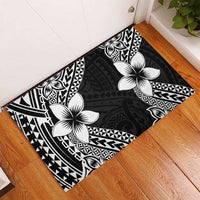 Lotu Tamaiti White Sunday Rubber Doormat Pacific Plumeria Flowers - Black Version LT9 - Polynesian Pride