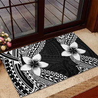 Lotu Tamaiti White Sunday Rubber Doormat Pacific Plumeria Flowers - Black Version LT9 - Polynesian Pride