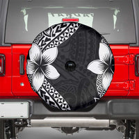 Lotu Tamaiti White Sunday Spare Tire Cover Pacific Plumeria Flowers - Black Version LT9 - Polynesian Pride