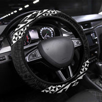 Lotu Tamaiti White Sunday Steering Wheel Cover Pacific Plumeria Flowers - Black Version LT9 Universal Fit Black - Polynesian Pride