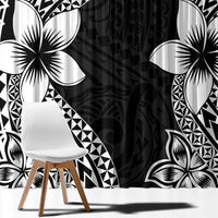 Lotu Tamaiti White Sunday Window Curtain Pacific Plumeria Flowers - Black Version LT9 - Polynesian Pride