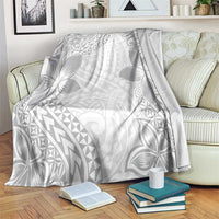 Lotu Tamaiti White Sunday Blanket Pacific Plumeria Flowers - White Version LT9 White - Polynesian Pride