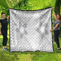 Lotu Tamaiti White Sunday Quilt Pacific Plumeria Flowers - White Version