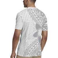 Lotu Tamaiti White Sunday Rugby Jersey Pacific Plumeria Flowers - White Version LT9 - Polynesian Pride