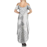 Lotu Tamaiti White Sunday Summer Maxi Dress Pacific Plumeria Flowers - White Version LT9 - Polynesian Pride