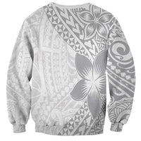 Lotu Tamaiti White Sunday Sweatshirt Pacific Plumeria Flowers - White Version LT9 - Polynesian Pride