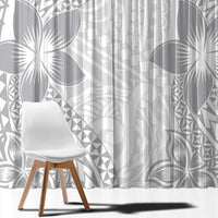 Lotu Tamaiti White Sunday Window Curtain Pacific Plumeria Flowers - White Version LT9 - Polynesian Pride