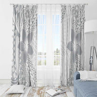 Lotu Tamaiti White Sunday Window Curtain Pacific Plumeria Flowers - White Version LT9 - Polynesian Pride