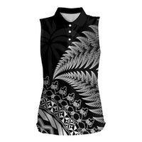 Custom Fiji New Zealand Rugby Women Sleeveless Polo Shirt Cibi Dance with Black Fern