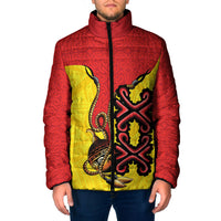 Personalised Papua New Guinea Oro Necklace Padded Jacket Gold Melanesia Traditional Pattern LT9 Men Gold - Polynesian Pride