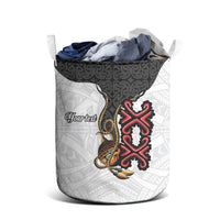 Personalised Papua New Guinea Oro Necklace Laundry Basket Black Melanesia Traditional Pattern