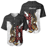Personalised Papua New Guinea Oro Necklace Baseball Jersey Black Melanesia Traditional Pattern
