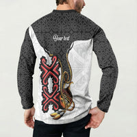 Personalised Papua New Guinea Oro Necklace Button Sweatshirt Black Melanesia Traditional Pattern