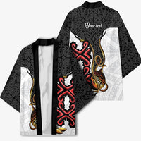Personalised Papua New Guinea Oro Necklace Kimono Black Melanesia Traditional Pattern