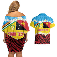 Personalised Torba PNG Forever Couples Matching Off Shoulder Short Dress and Hawaiian Shirt Polynesian Sand Art - Polynesian Pride