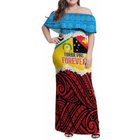 Personalised Torba PNG Forever Family Matching Off Shoulder Maxi Dress and Hawaiian Shirt Polynesian Sand Art - Polynesian Pride