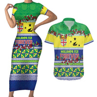 Personalised Malampa Fiji Forever Couples Matching Short Sleeve Bodycon Dress and Hawaiian Shirt Tagimoucia Polynesian Sand Drawing - Polynesian Pride