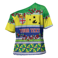 Personalised Malampa Fiji Forever Cross Shoulder Shirt Tagimoucia Polynesian Sand Drawing - Polynesian Pride