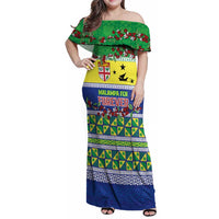 Personalised Malampa Fiji Forever Family Matching Off Shoulder Maxi Dress and Hawaiian Shirt Tagimoucia Polynesian Sand Drawing - Polynesian Pride