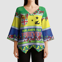 Personalised Malampa Fiji Forever Kimono Sleeve Blouse Tagimoucia Polynesian Sand Drawing - Polynesian Pride