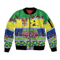 Personalised Malampa Fiji Forever Sleeve Zip Bomber Jacket Tagimoucia Polynesian Sand Drawing LT9 Unisex Yellow - Polynesian Pride