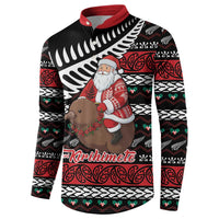 New Zealand Kiwi Santa Christmas Button Sweatshirt He Wairua Kirihimete - Polynesian Pride